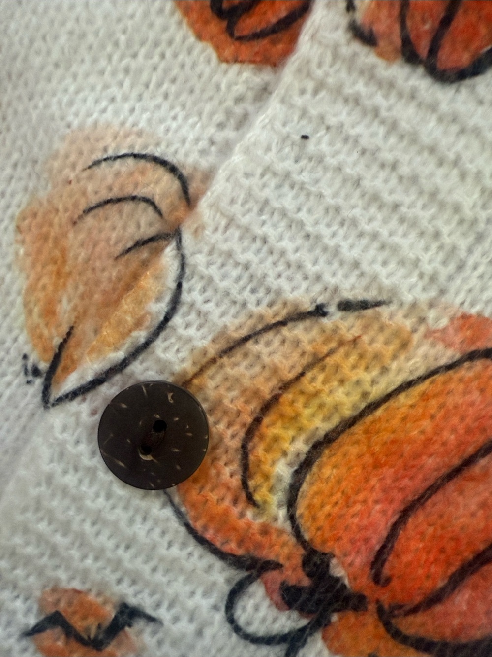 🎃 Pumpkin Print Button Cardigan Cozy Fall Cottagecore Sweater - Picture 10 of 12
